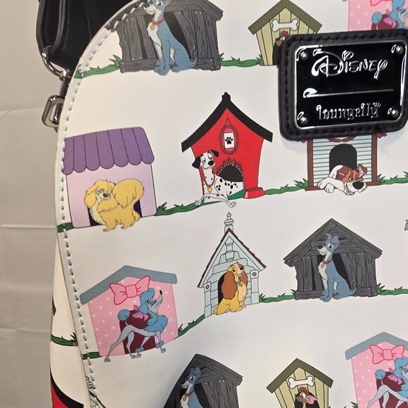 Loungefly Disney Dog Houses AOP Crossbody Bag Purse Lady Tramp Dodger + others - Picture 2 of 15